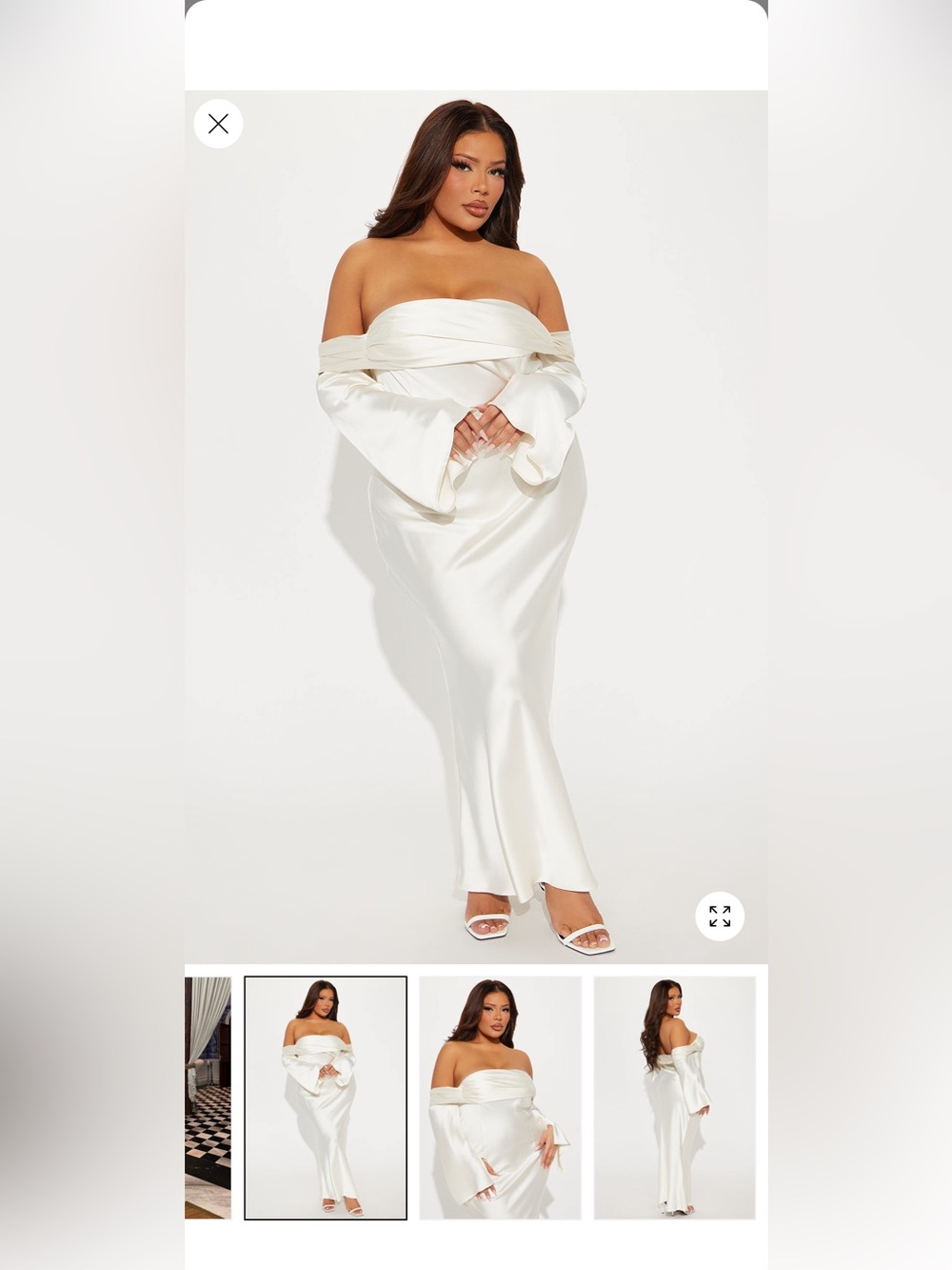 Off-Shoulder Satin White Dress